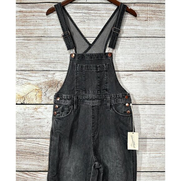 Universal Thread Black Denim Overalls Women’s Size 0/25R Straight Leg Jeans - Picture 3 of 10